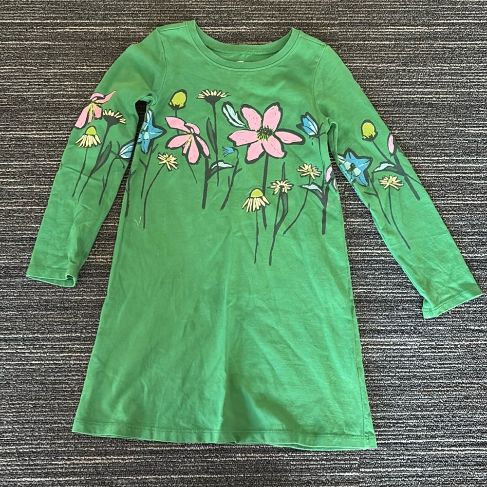 tea collection Green Tshirt dress with flowers